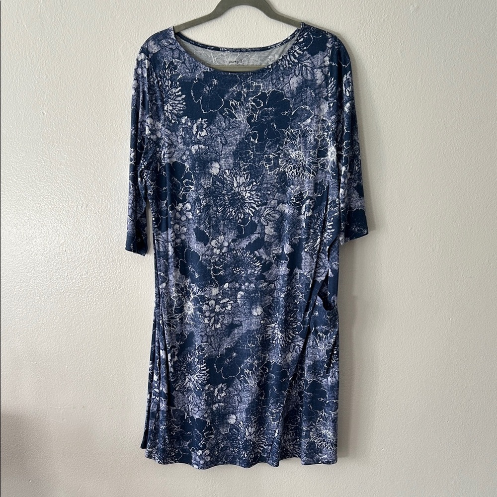 J. Jill Blue Floral Midi Dress